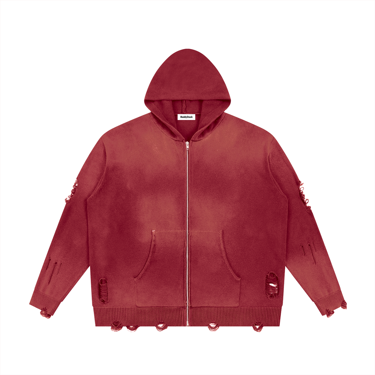 Distressed Full Zip Hoodie For Men | MuddyStock Originals