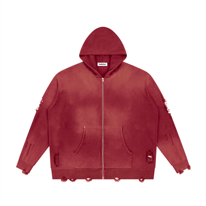 Distressed Full Zip Hoodie For Men | MuddyStock Originals