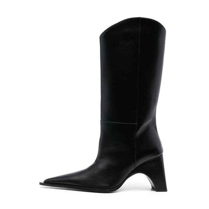 Women's ankle high heels boots black