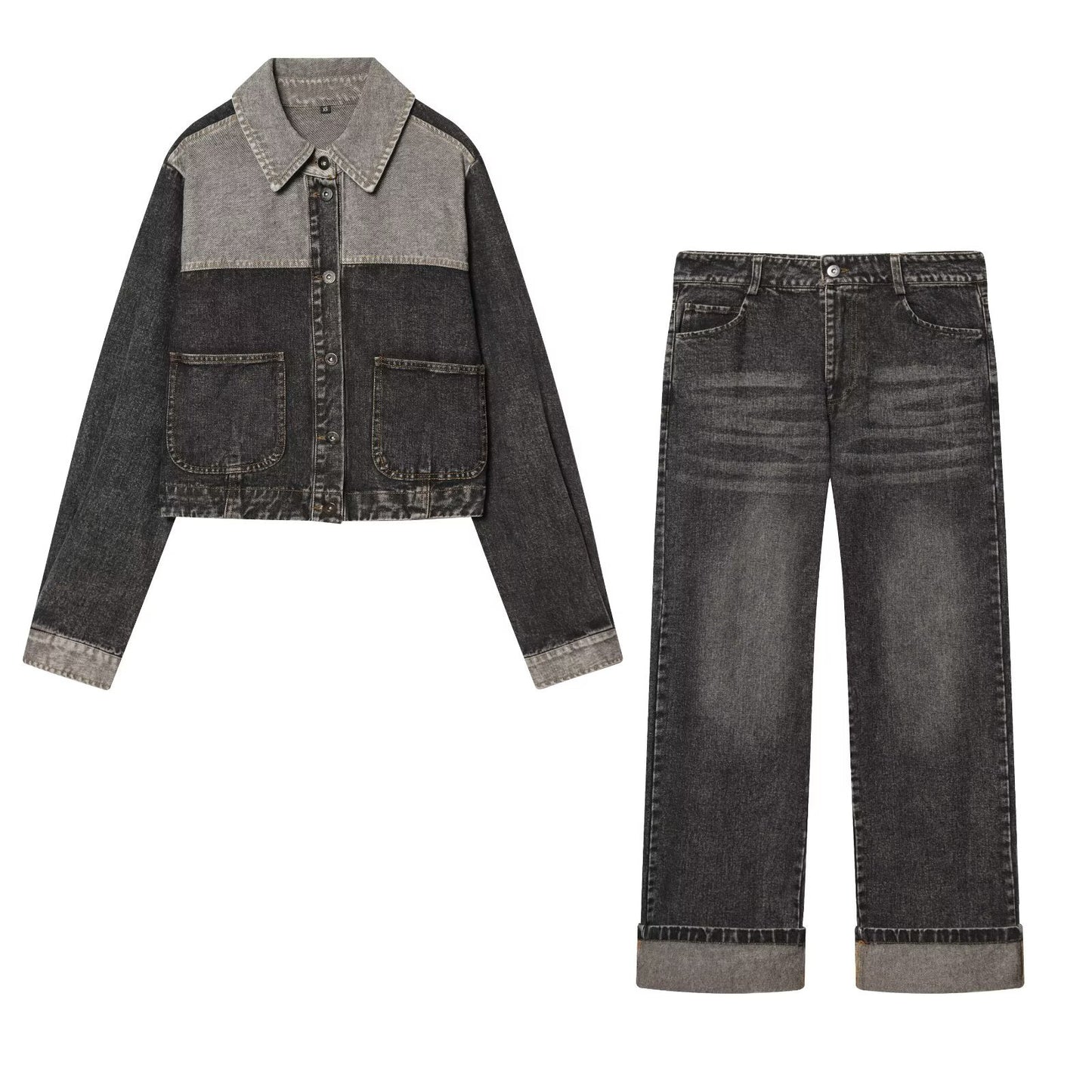 Spring denim jacket+rolled denim jeans for women | MuddyStock Originals