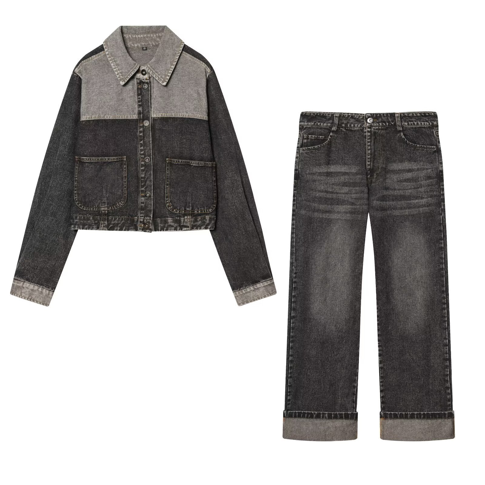 Spring denim jacket+rolled denim jeans for women | MuddyStock Originals