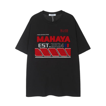 Embroidered Letter Loose T-shirt For Men And Women MuddyStock
