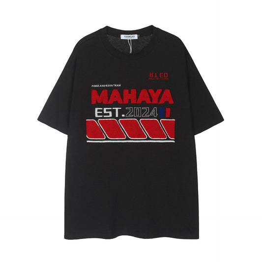 Embroidered Letter Loose T-shirt For Men And Women MuddyStock