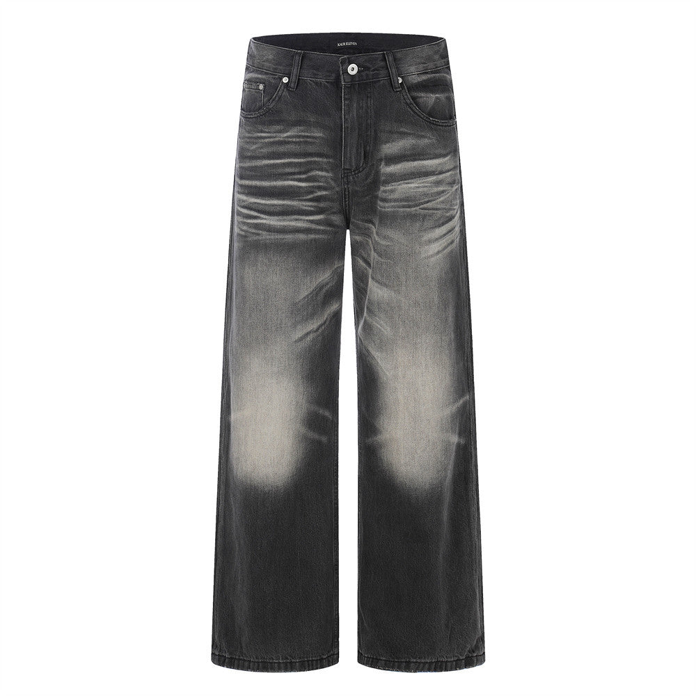 Grinding white to make old denim pants Black