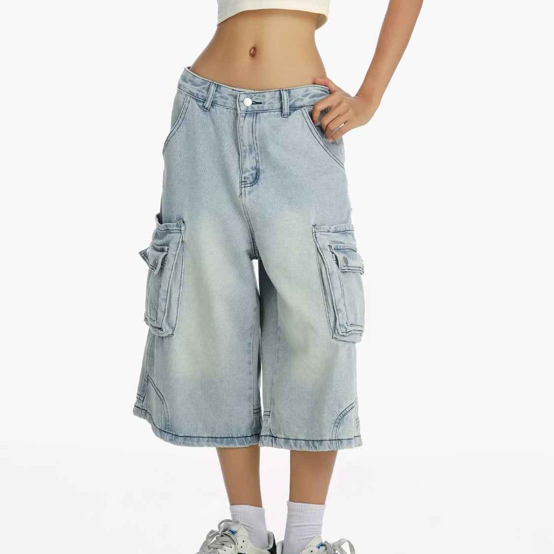 Washed Distressed Wide-Leg Denim Shorts For Women | MuddyStock Originals
