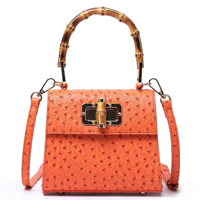 Buckle ostrich pattern women's bag orange eprolo
