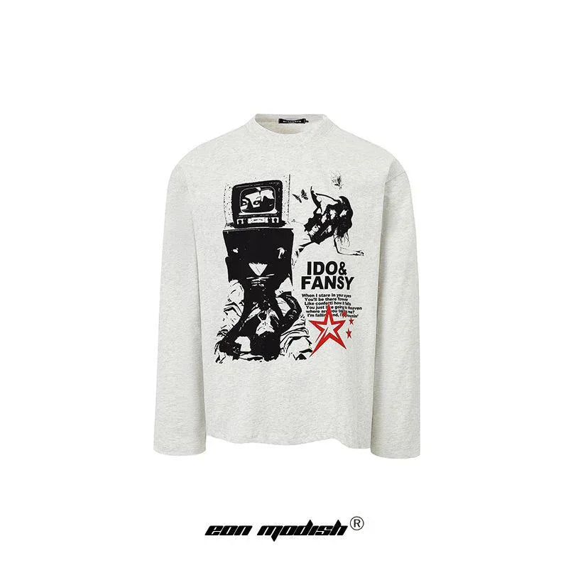 Street Style Unique Pattern Casual Loose Long Sleeve T-Shirt For Men And Women | MuddyStock Originals eprolo