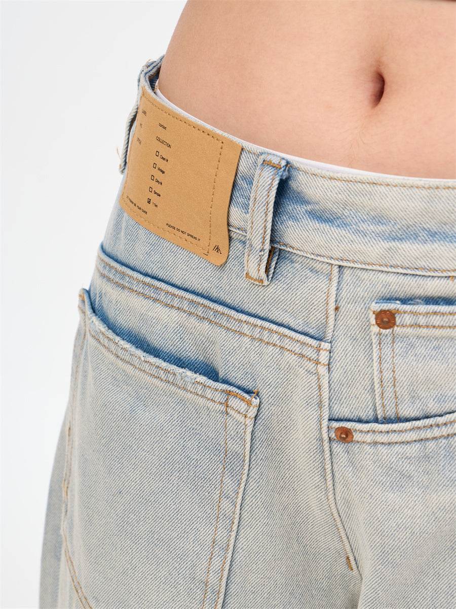 Women's Loose Retro Washed Light Colored Jeans MuddyStock
