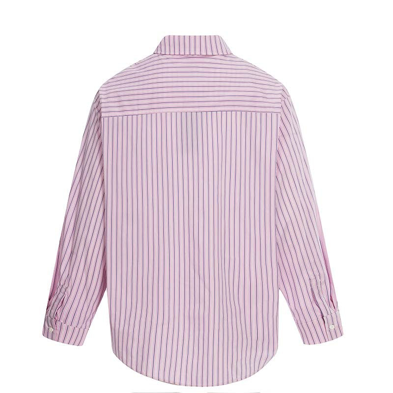 Letter printed cartoon dog striped long sleeved shirt
