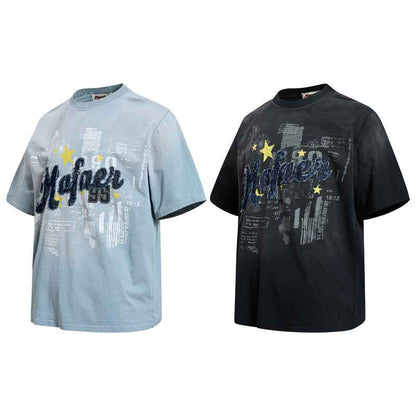 Hip hop star letter printed short sleeved T-shirt for men and women | MuddyStock Originals