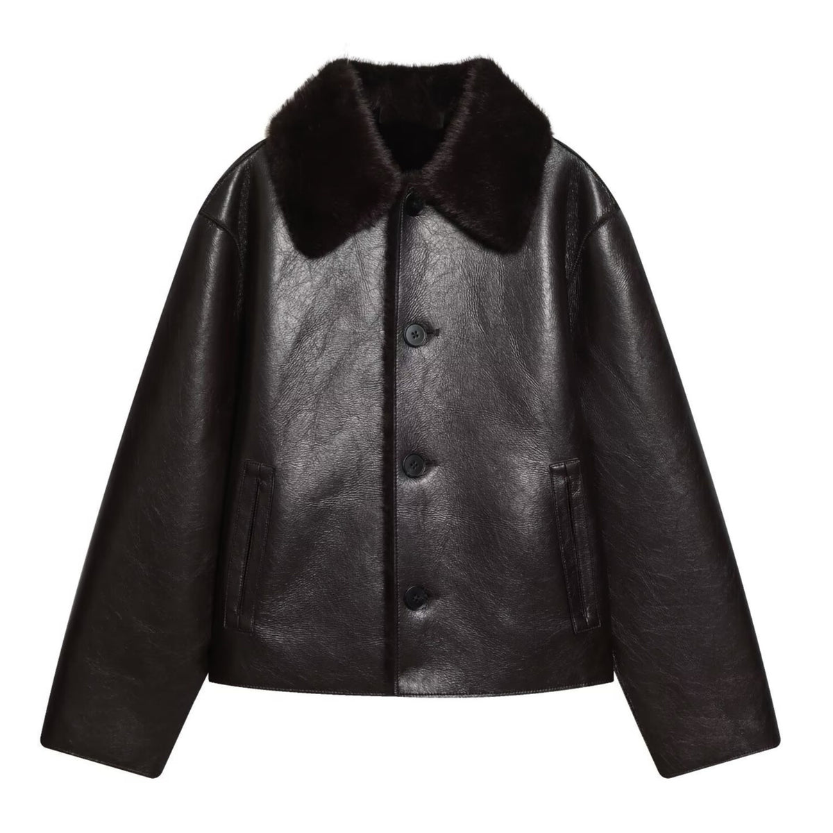 Fashionable And Casual Reversible Faux-leather Jacket For Women All Products