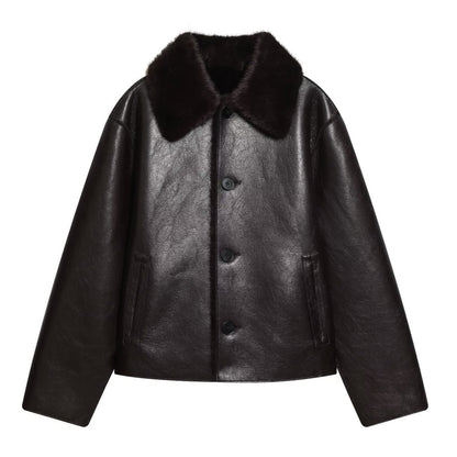 Fashionable And Casual Reversible Faux-leather Jacket For Women All Products