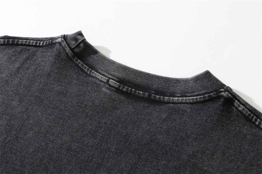 Letter Washed Old Long-sleeved T-shirt For Men null