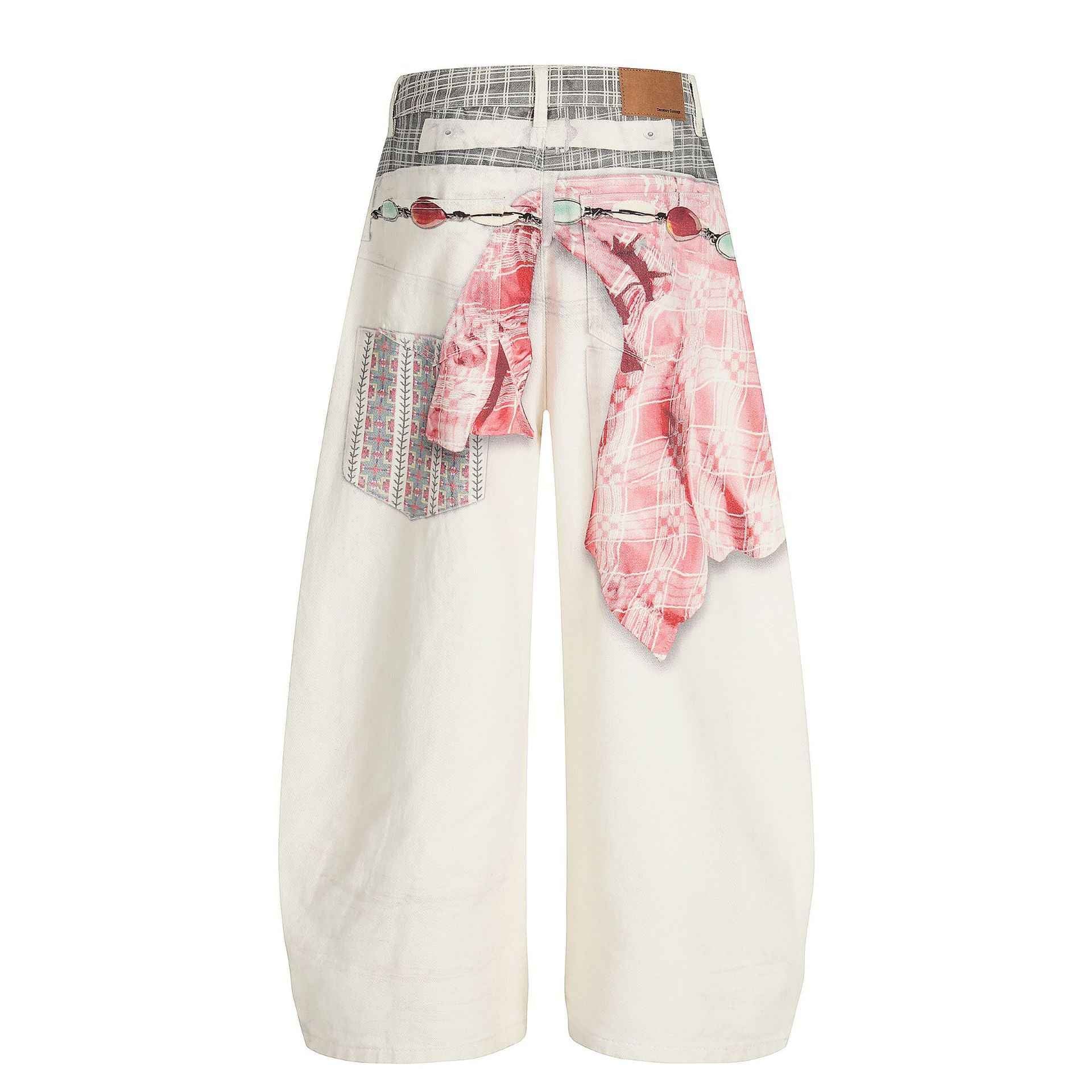 Street Retro High-End Scarf Print Design Loose Knife-Edge Jeans For Women | MuddyStock Originals MuddyStock