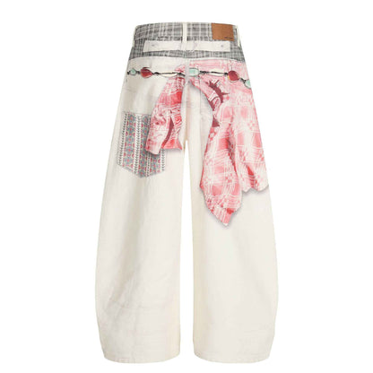 Street Retro High-End Scarf Print Design Loose Knife-Edge Jeans For Women | MuddyStock Originals MuddyStock