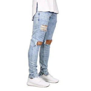 Ripped Design Ankle Zipper Skinny Jeans For Men | MuddyStock Originals Blue
