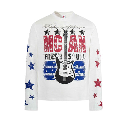 Star letter printed long sleeved T-shirt for men
