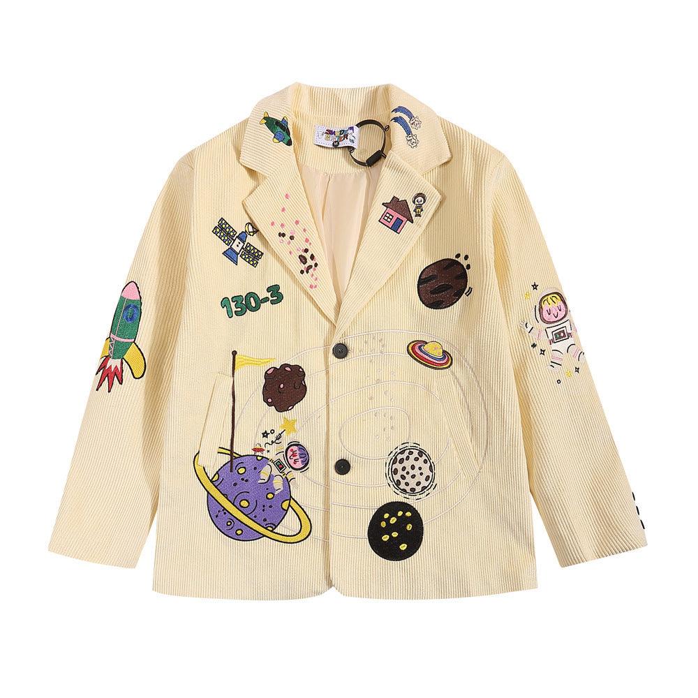 Corduroy Baggy Coat Cartoon Embroidered For Women All Products