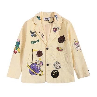 Corduroy Baggy Coat Cartoon Embroidered For Women All Products