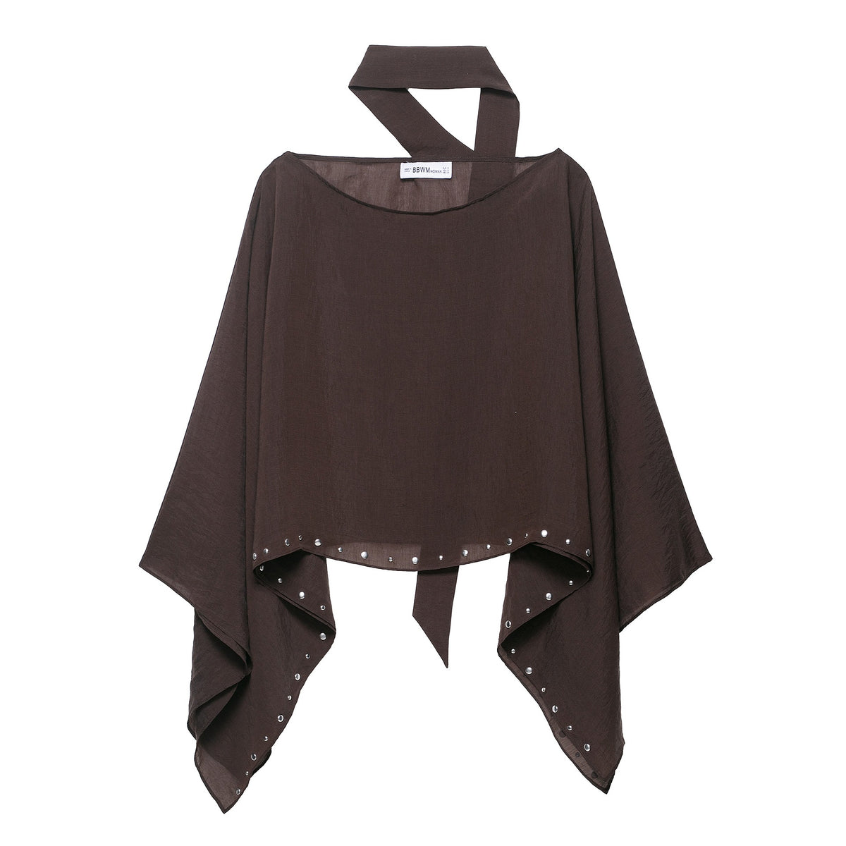 Minimalist Studded Shawl Wrap Scarf Dark Brown
