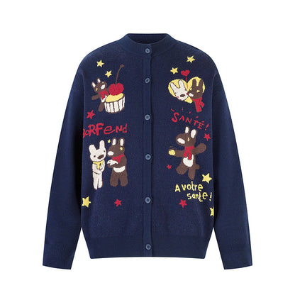 Loose Casual Knit Sweater For Women | MuddyStock Originals Navy Blue eprolo