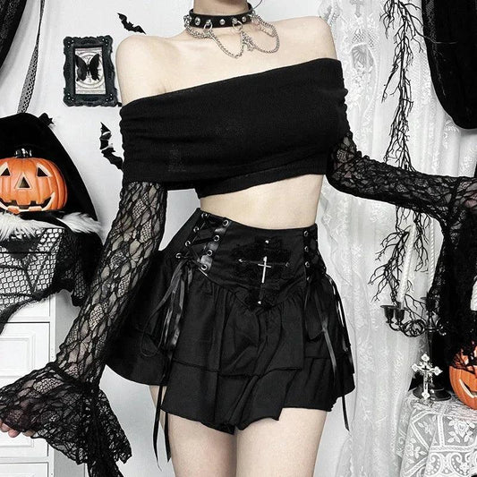 Lace Spliced Off-Shoulder Top for Women | MuddyStock Origials