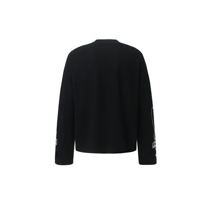 Gothic Subculture Waffle Long Sleeve Drop Shoulder Rivet Anime Graphic T-shirt For Men | MuddyStock Originals