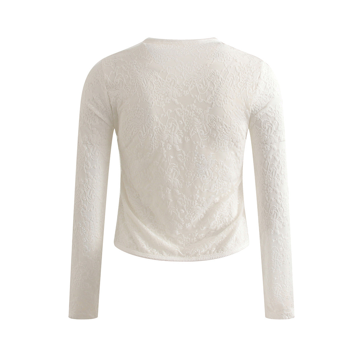 Elegant Napoleon Collar Lace Long Sleeve Short Crop Jacket