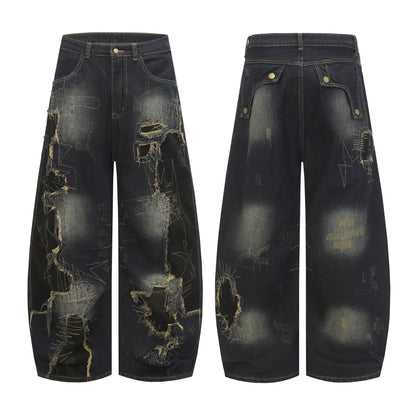 Washed patch curved knife jeans for women | MuddyStock Originals
