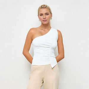 American women's sleeveless T-shirt top | MuddyStock Originals White