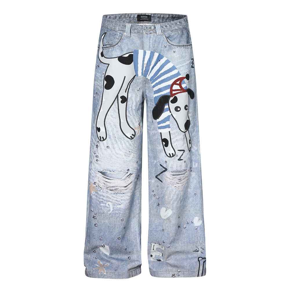 Fun Dog Cartoon Printed Cowboy Pants For Men | MuddyStock Originals eprolo