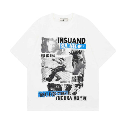 Portrait Letter Print Short Sleeve T-Shirt For Men | MuddyStock Originals MuddyStock