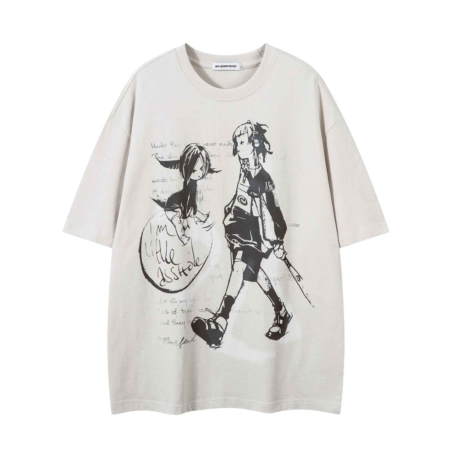 Style Cartoon Print Trendy Short Sleeve T-Shirt For Men And Women | MuddyStock Originals Apricot MuddyStock