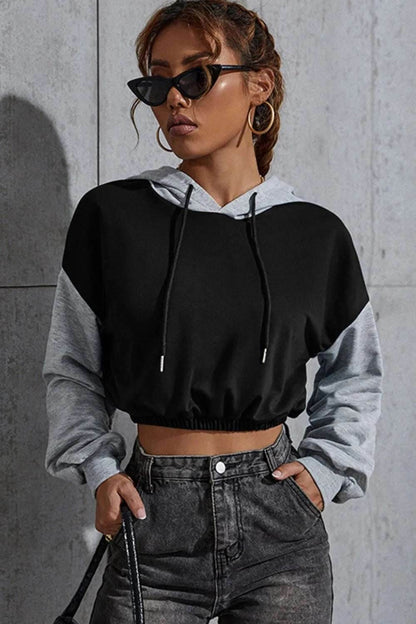 Contrast Long Sleeve Cropped Hoodie | MuddyStock Originals MuddyStock