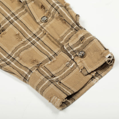 Destructed checkered long sleeved shirt for men | MuddyStock Originals eprolo