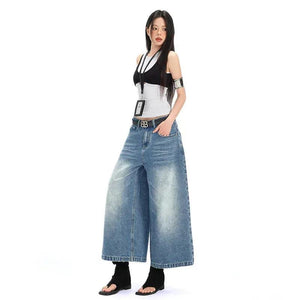 Denim Cropped Pants for Women | MuddyStock Originals Denim Blue Capri Pants