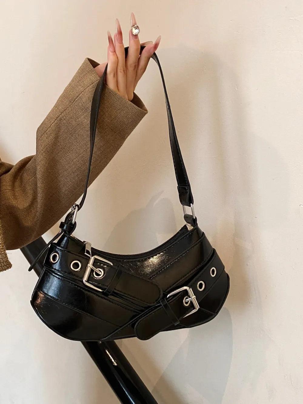 PU Leather Buckle Shoulder Bag | MuddyStock Originals