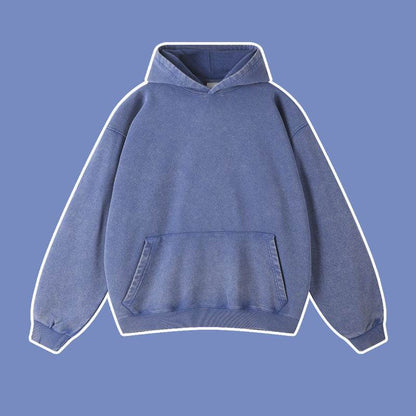 Vintage distressed washed pullover hoodie loose fitting unisex | MuddyStock Originals dark blue MuddyStock