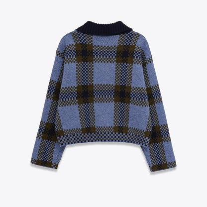 Plaid knitted jacket for women | MuddyStock Originals
