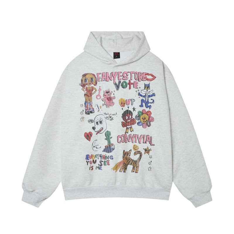 Cartoon Graffiti Hoodie For Women