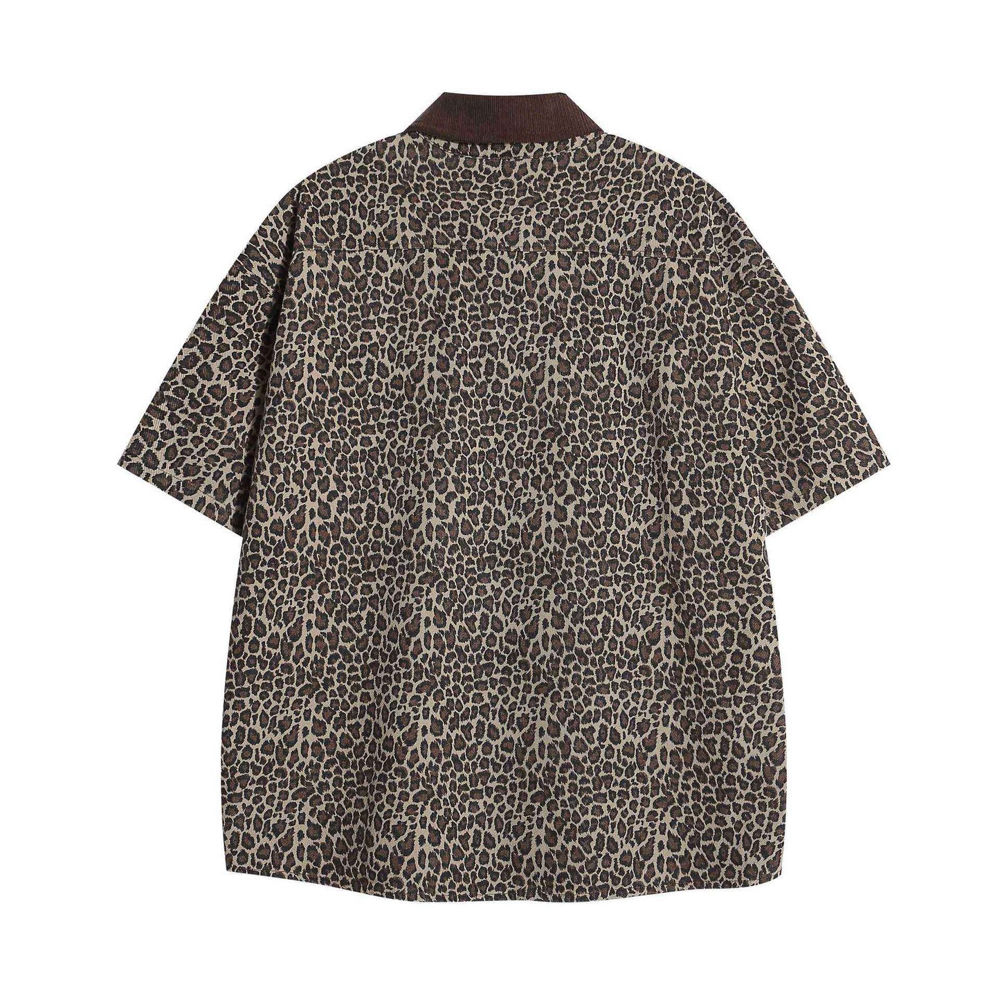 Leopard print collar short sleeved shirt for men | MuddyStock Originals