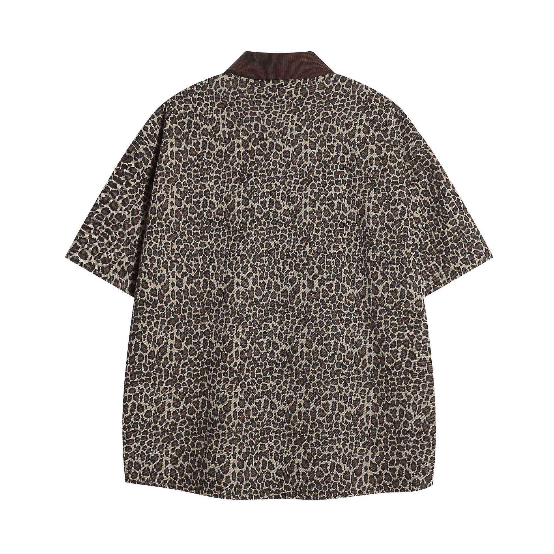 Leopard print collar short sleeved shirt for men | MuddyStock Originals