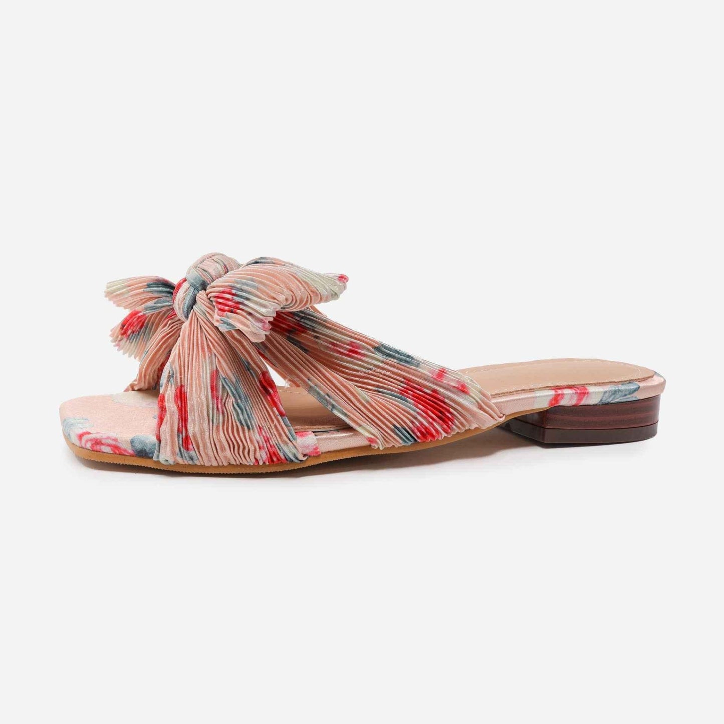 Women's Summer Flat Bottom Bow Mesh Outer Wear Fingerless Slippers multiple colors