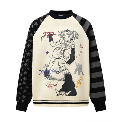 Vintage anime style sweater for women | MuddyStock Originals Black MuddyStock