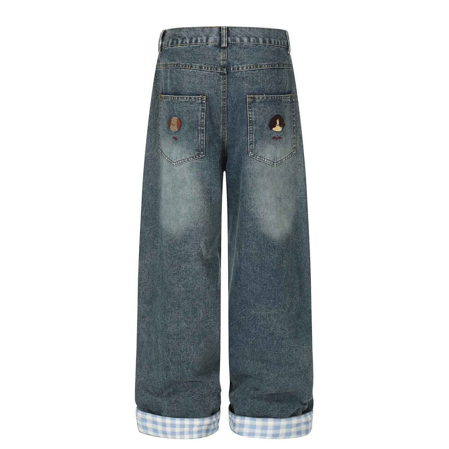 Washed vintage puppy embroidered lazy jeans for women | MuddyStock Originals MuddyStock