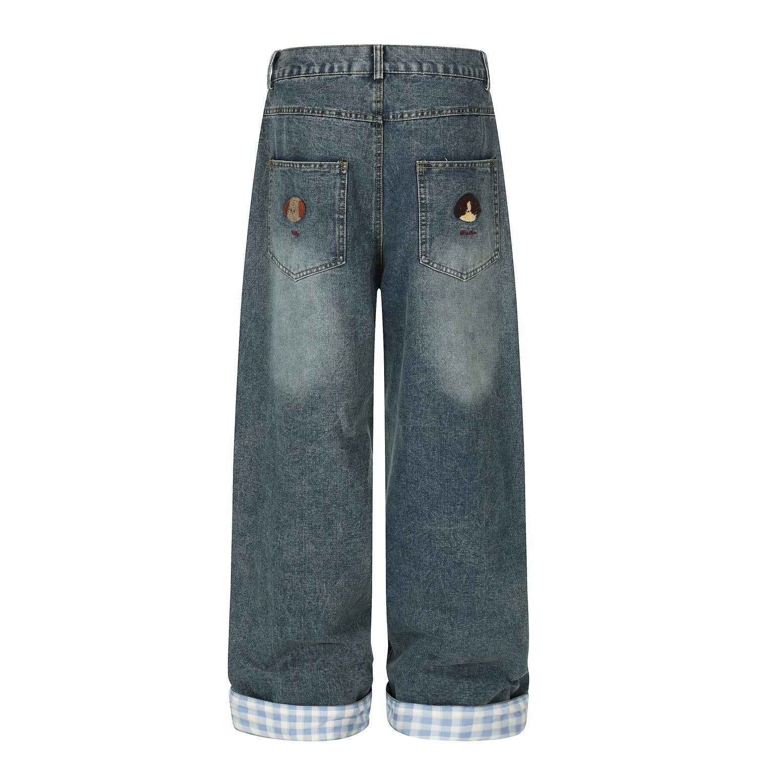 Washed vintage puppy embroidered lazy jeans for women | MuddyStock Originals MuddyStock