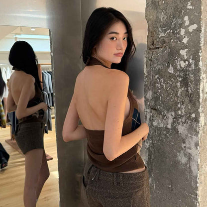 Knit off-shoulder backless sweater vest For Women | MuddyStock Originals MuddyStock