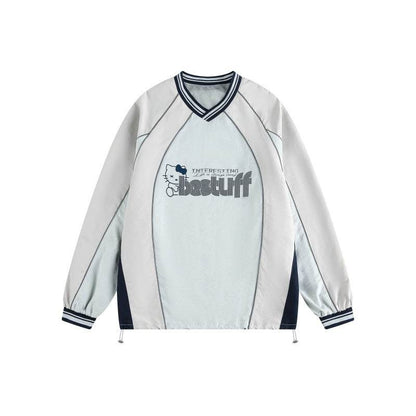 V-Neck Sports Long Sleeve Sweatshirt For Men And Women | MuddyStock Originals Mint Blue MuddyStock