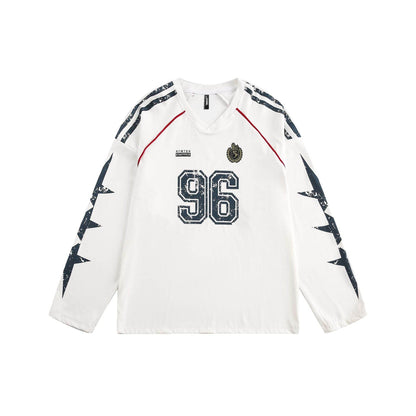 V-neck retro printed sweatshirt For Men And Women | MuddyStock Originals White MuddyStock