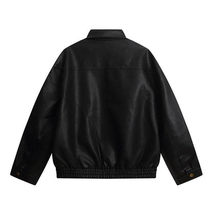 Metal Zipper PU Leather Jacket for Men | MuddyStock Originals MuddyStock